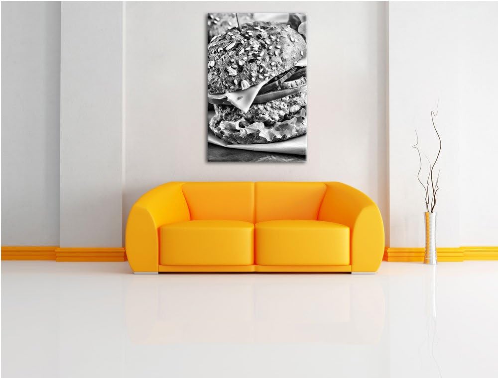 Pixxprint Köstlicher Hamburger als Leinwandbild | Grösse: 100x70 | Wandbild| Kunstdruck | fertig bes