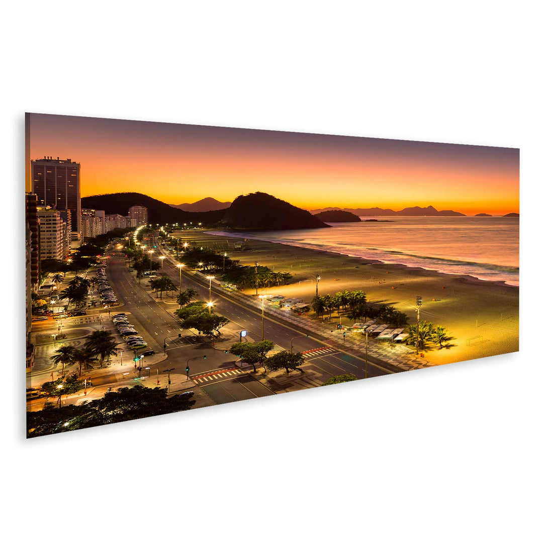 islandburner Bild auf Leinwand Copacabana Strand Morgendämmerung Rio De Janeiro Brasilien Bilder Wan