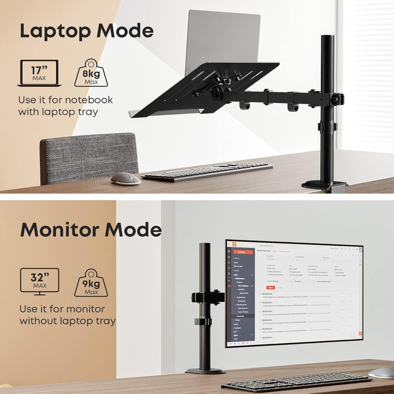 PUTORSEN Monitor Halterung mit Laptopablage für 13 bis 32 Zoll Monitor Bildschirm oder Notebook bis