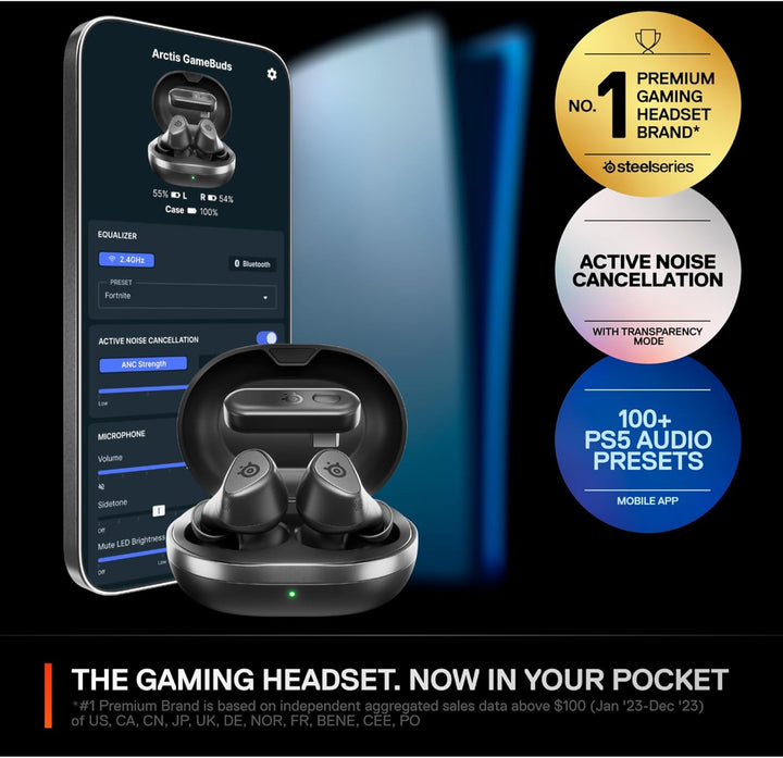 SteelSeries Arctis GameBuds™ Gaming-Headset für PlayStation, kabellos, 2,4 GHz + BT5.3, aktive Geräu