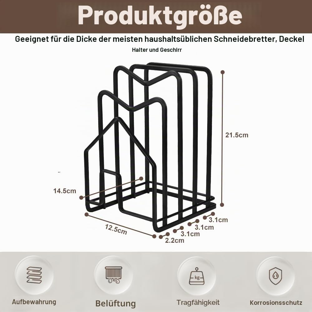 LIMITADA Schneidebrett Rack Schneidebrettständer Schwarz Schneidebrett Halter Ständer Schneidebrett