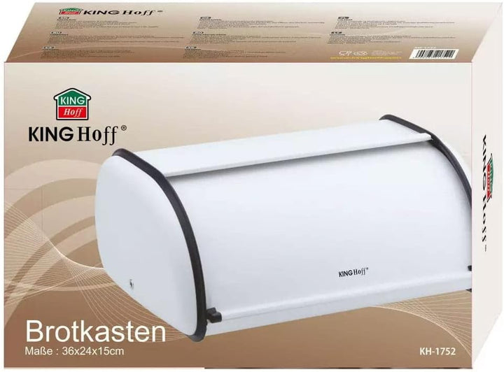 KING HOFF Brotkasten Brotbox Brotbehälter Brotdose aus Stahl (Weiss) Weiss Klein, Weiss Klein