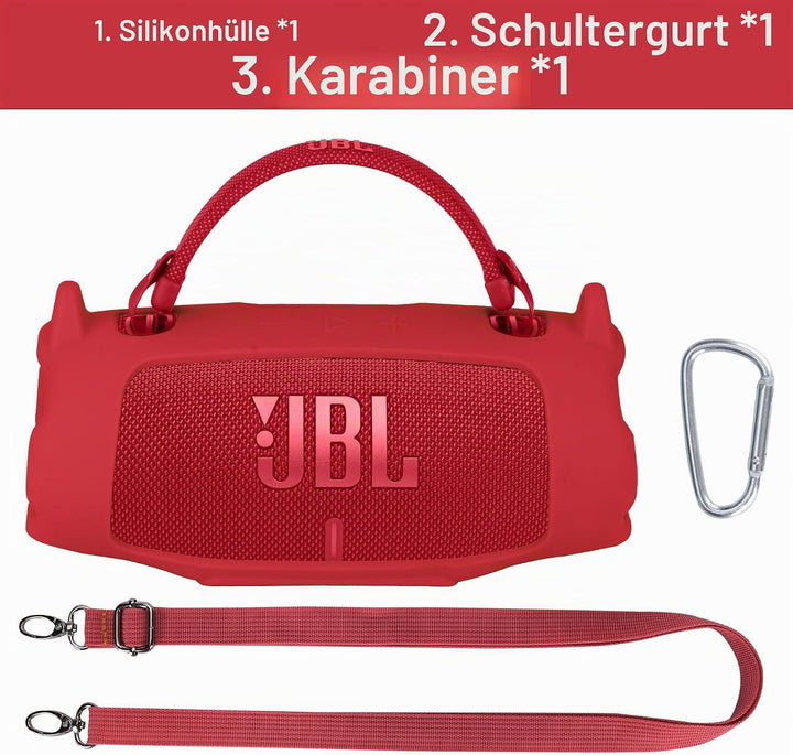 Lebakort Silikonhülle Tragetasche Case für JBL Charge 6 Tragbarer Lautsprecher, mit Schultergurten u