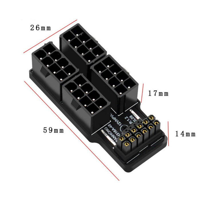 chenyang ATX 8Pin 4 Port zu 12VHPWR ATX3.0 PCI-E 5.0 16Pin Power Modular Adapter 90 Grad nach unten