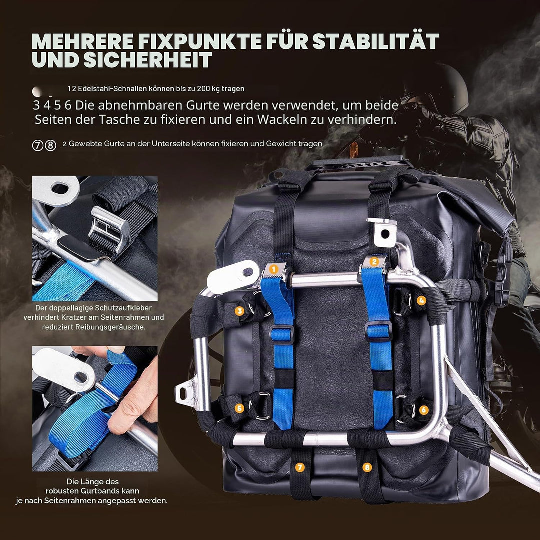 WILD HEART Motorrad Seitentasche Edelstahl Federung wasserdichte Tasche 20L/25L wasserdicht Pianner
