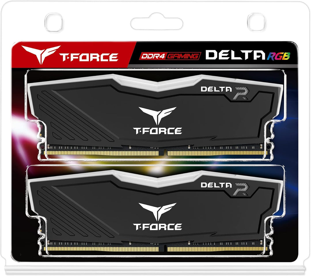 TEAMGROUP Team T-Force Delta RGB DDR4 Gaming Memory, 2 x 8 GB, 3600 MHz, 288 Pin DIMM, Black 16GB (8