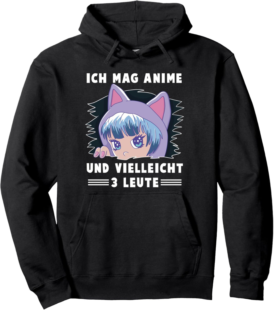 Ich mag Anime und vielleicht 3 Leute Kawaii anime Mädchen -B Pullover Hoodie