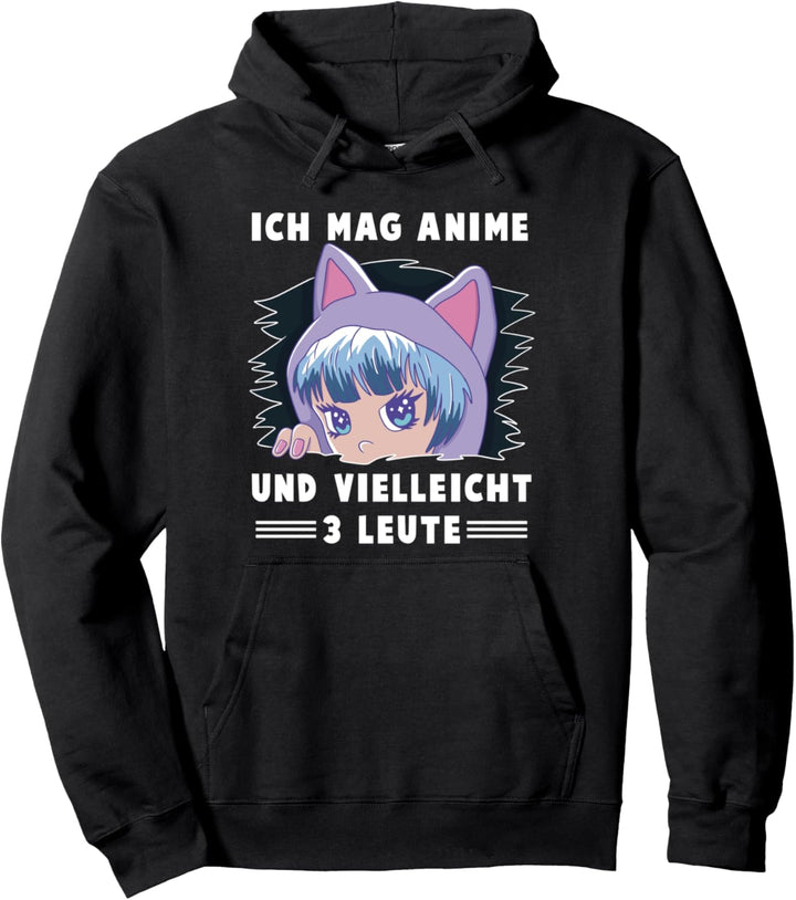Ich mag Anime und vielleicht 3 Leute Kawaii anime Mädchen -B Pullover Hoodie