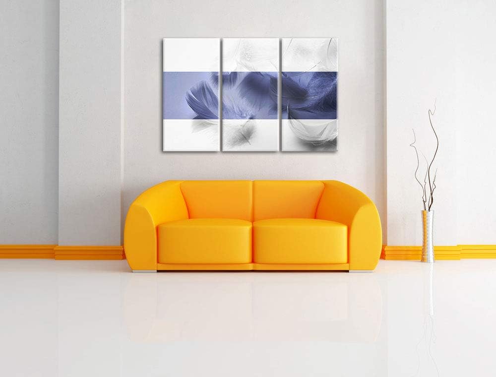 Weisse Federn schwarz/weiss 3-Teiler Leinwandbild 120x80 Bild auf Leinwand, XXL riesige Bilder ferti