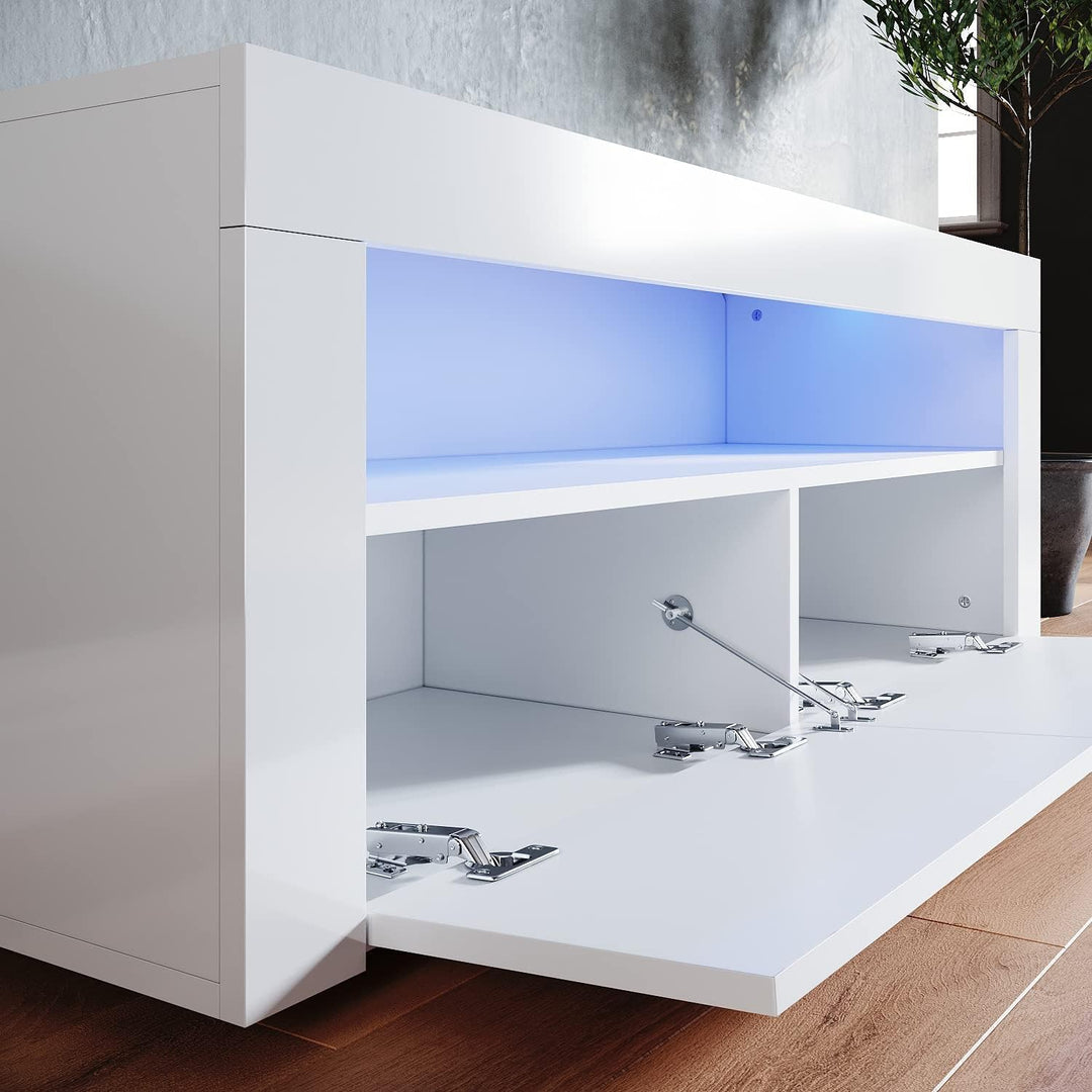 SONNI TV Board, Fernsehtisch, Lowboard Hochglanz,mit LED-Beleuchtung, 12 Farben können eingestellt W