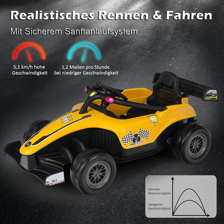 GOPLUS Elektrofahrzeug mit Fernbedienung，Kinder-Pedal-Gokart mit LED, Musik & USB/MP3 Schnittstellen