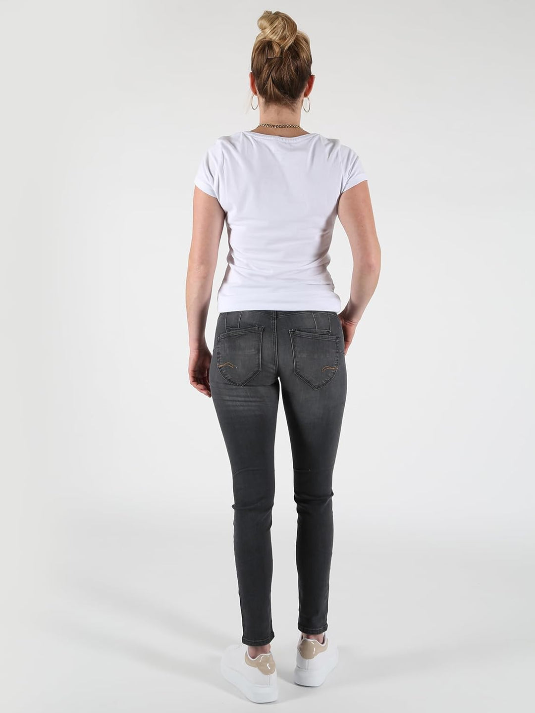 M.O.D. Damen Jeans Ellen - Skinny Fit - Grau - Florencia Grey W25-W34 89% Baumwolle Stretchjeans, Gr