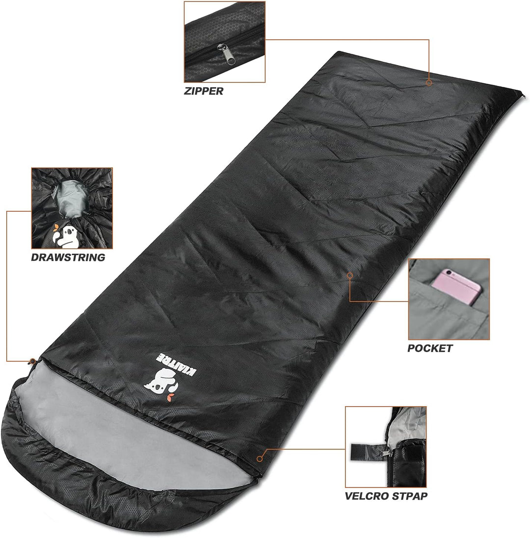 Kiaitre Schlafsack für Erwachsene - Warmer und ultraleichter Umschlag-Kompaktschlafsack, wasserdicht