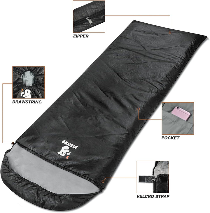 Kiaitre Schlafsack für Erwachsene - Warmer und ultraleichter Umschlag-Kompaktschlafsack, wasserdicht