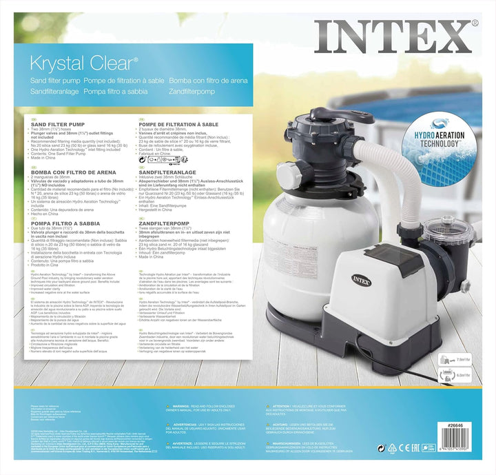 Intex 26648 Krystal Clear Sandfilteranlage 8 m³ für Pools bis 36.000l