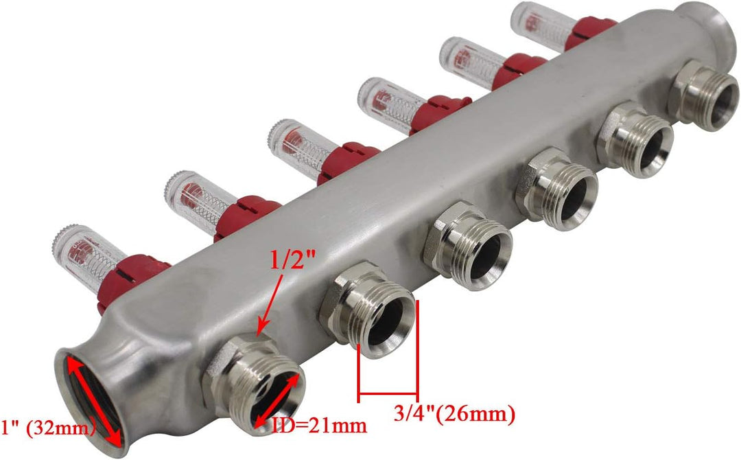 Heizkreisverteiler 2 3 4 5 6 7 8 9 10 11 12 heizkreise mit durchflussmesser durchflussanzeiger fussb