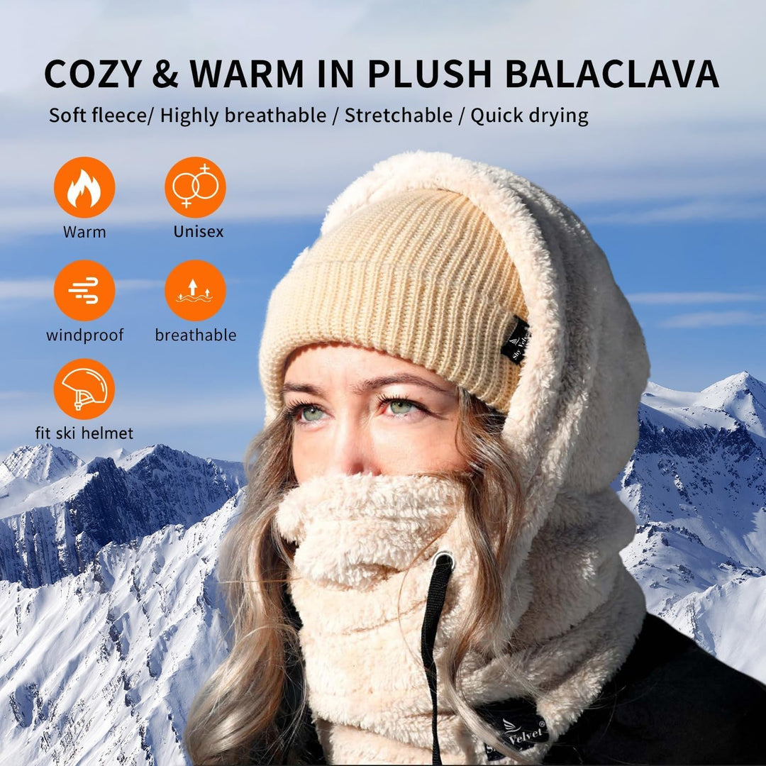 Shy Velvet Plüsch Sturmhaube Mütze Winter Thermo Skimaske Wolle Balaclava für Radfahren, Snowboarden