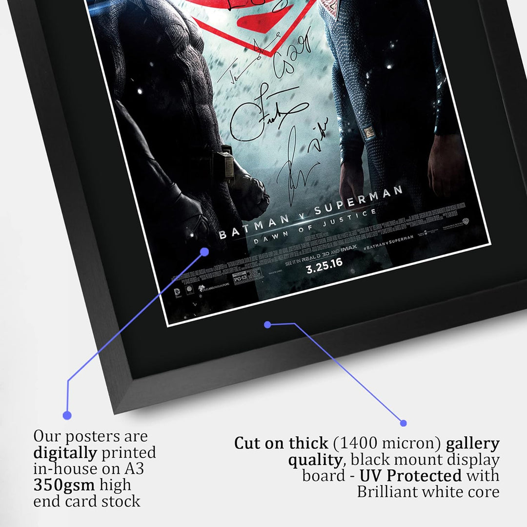 HWC Trading Poster, Motiv: Batman vs Superman, The Cast Ben Affleck Henry Cavill, gedrucktes Autogra