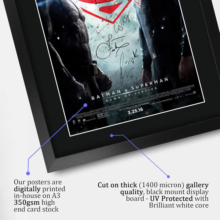 HWC Trading Poster, Motiv: Batman vs Superman, The Cast Ben Affleck Henry Cavill, gedrucktes Autogra