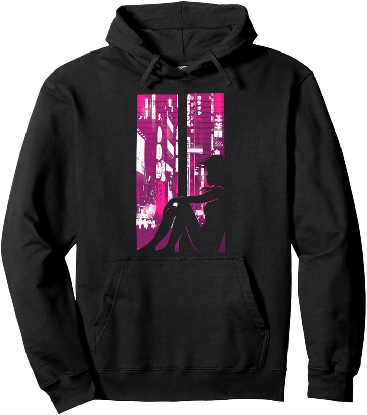 Anime Vaporwave Ästhetisch Synthwave Japanische Mädchenstadt Pullover Hoodie