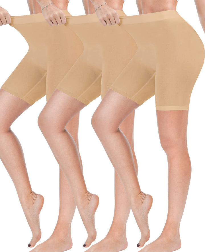 Damen Shorts Radlerhose Kurze, 3er Pack Anti Scheuern Unterhose für unter Kleider, Nahtlos Hohe Tail