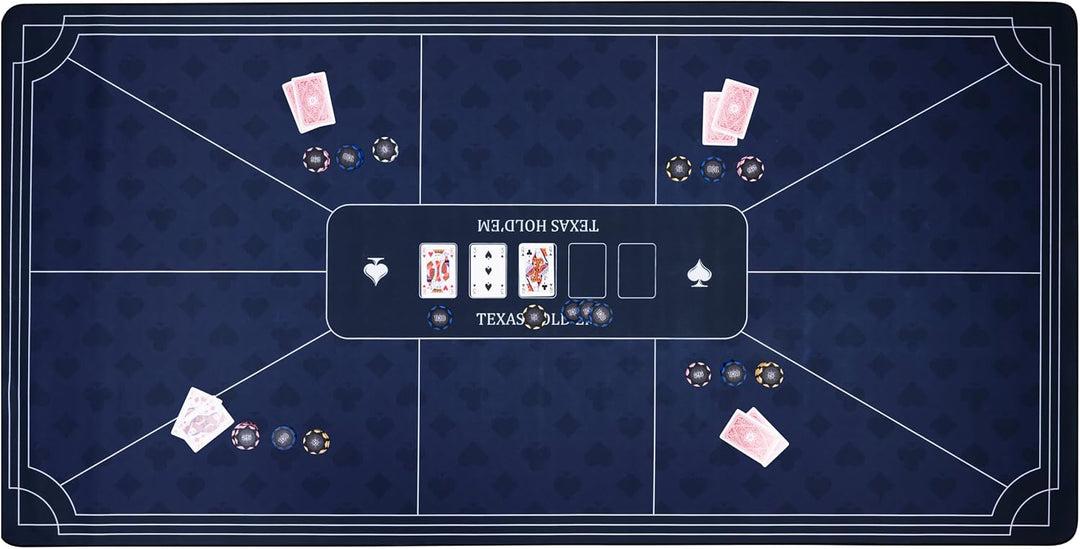 Engelhart - 320997 – Pokermatte blau – rutschfeste Spielfläche 180 cm x 90 cm – Dicke: 3 mm – Bedruc