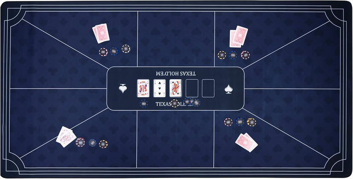 Engelhart - 320997 – Pokermatte blau – rutschfeste Spielfläche 180 cm x 90 cm – Dicke: 3 mm – Bedruc
