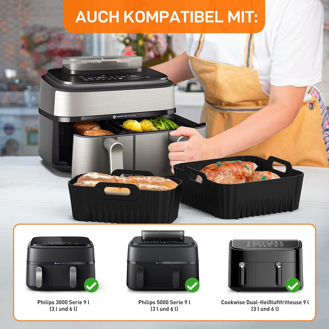 Heissluftfritteuse Zubehör für Philips Dual Basket Airfryer 3000/5000 Serie, Airfryer Zubehör Set fü