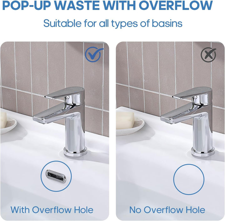 Decaura Waschtischarmatur mit G1' 1/4 pop-up Ablauf, Messing Wasserhahn Bad mit Auslauf Höhe 94 mm,