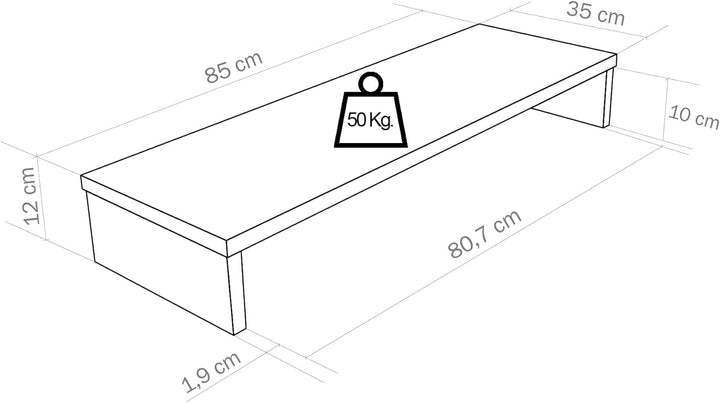 Henor TV-Ständer aus FSC® Holz, TV-Bildschirmerhöhung, 85 x 35 x 12 cm, Tragkraft 50 kg, Graphit 85x