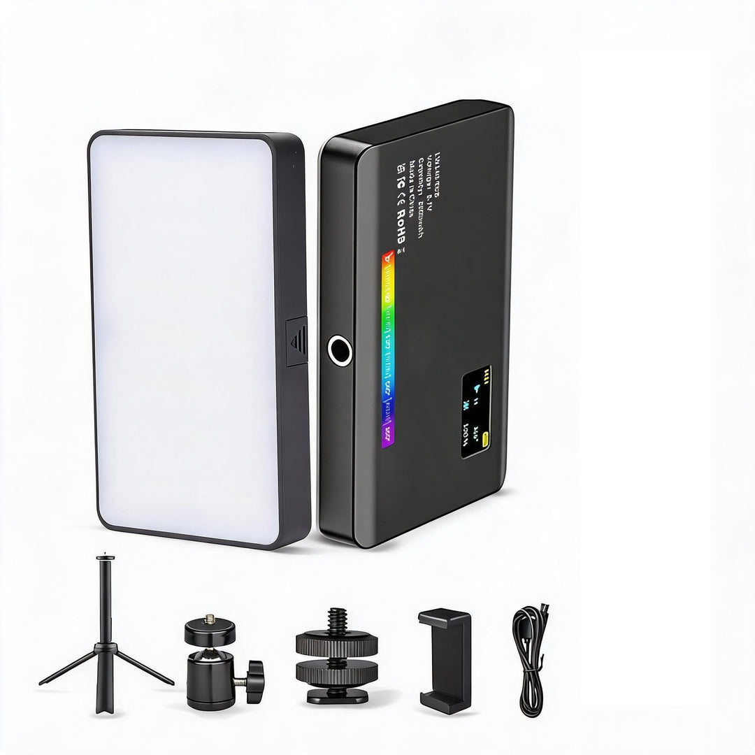 LED Selfie Licht, 360 Grad Vollfarb RGB Fülllicht mit Stativ Kugelkopf, 2500 Bis 9000 K, Leichtes LE