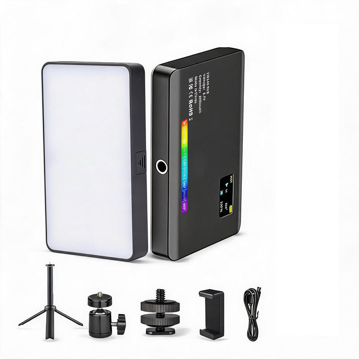 LED Selfie Licht, 360 Grad Vollfarb RGB Fülllicht mit Stativ Kugelkopf, 2500 Bis 9000 K, Leichtes LE