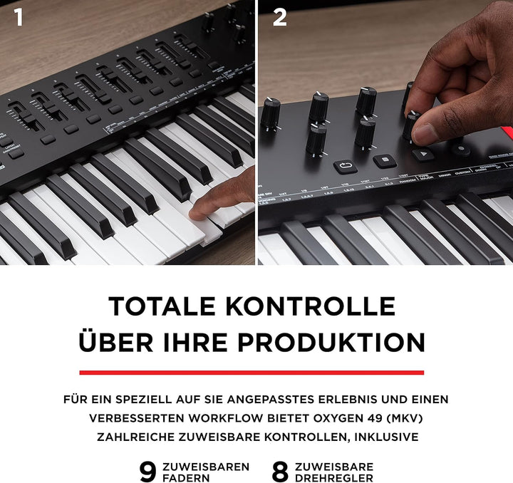 M-Audio Oxygen 49 V – 49-Tasten USB MIDI Keyboard Controller mit Beat Pads, Smart Chord & Scale Modi