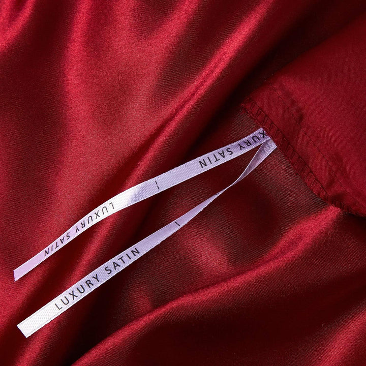 Boqingzhu Satin Bettwäsche 200x200cm Rot Weinrot Satin Seide Glänzend Bettwäsche Set Bettbezug mit R