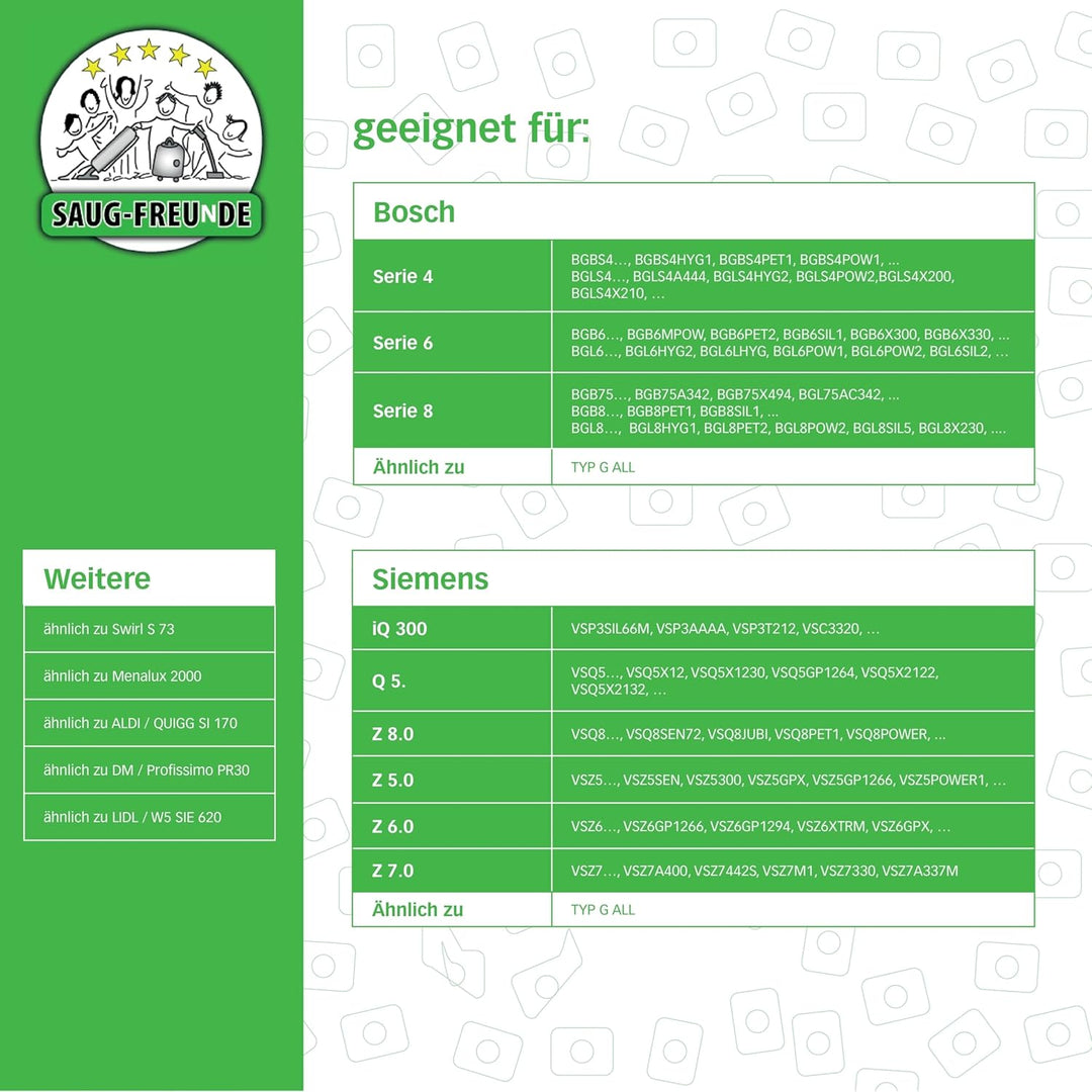 SAUG-FREUnDE | 20 Staubsaugerbeutel für BOSCH Serie 6, BGB6MPOW, BGB6PET2, BGB6SIL1, BGB6X300, BGB6X