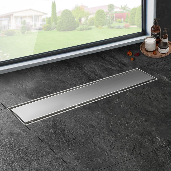Duschrinne 70cm Edelstahl Bodenablauf 2-in-1 doppelseitig, Flieseneinsatz Ablaufrinne,schnelle Entwä
