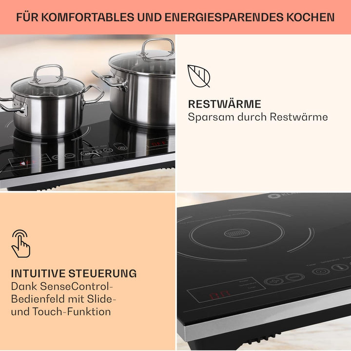 Klarstein VariCook Induktionskochfeld, Kochplatten Elektrisch, Moderne Kochplatte, für Camping, 2 Pl