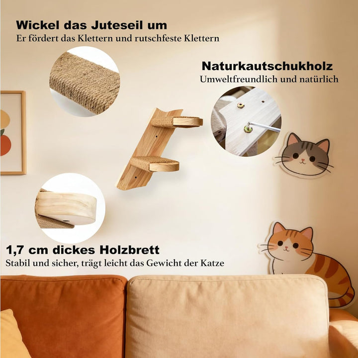 Katzentreppe Kletterwand für Katzen, Katzenleiter Katzenbretter für die Wand, Katzen wandelemente mi