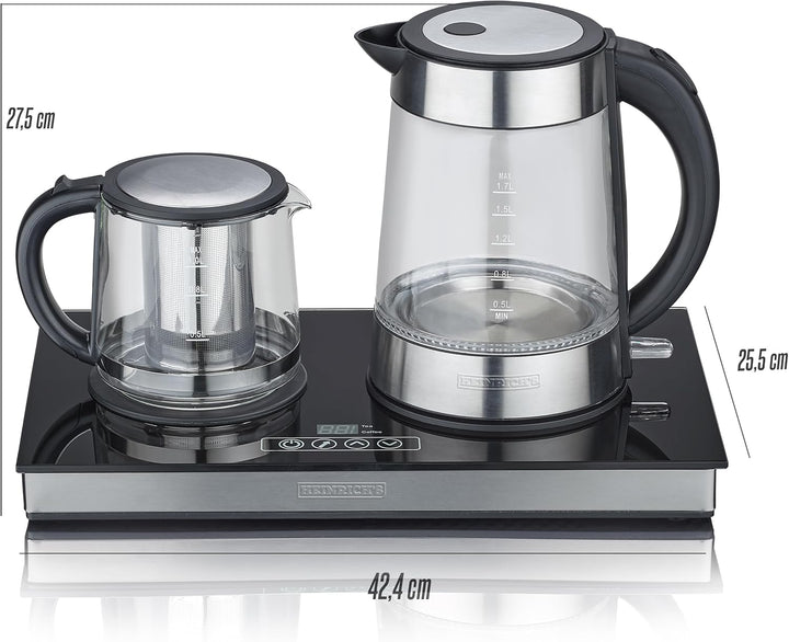 HEINRICHS Teestation, Tee-und Kaffeestation, Wasserkocher 1,7L und Teekanne 1L mit Edelstahlfilter,