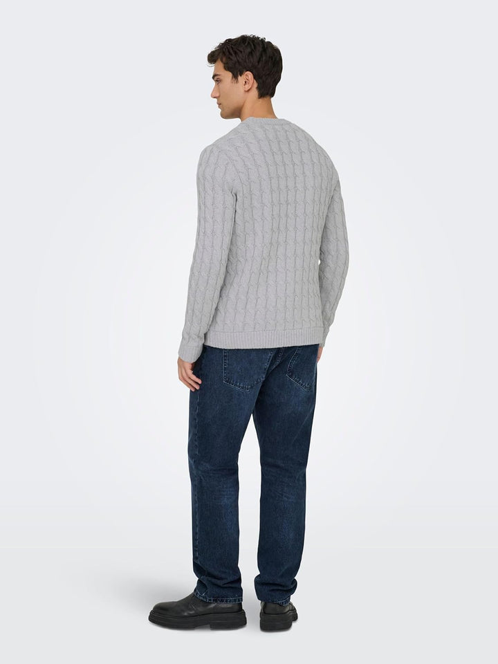 Only &amp; Sons Male Strickpullover ONSKICKER Pullover XS Light Grey Melange, XS Light Grey Melange