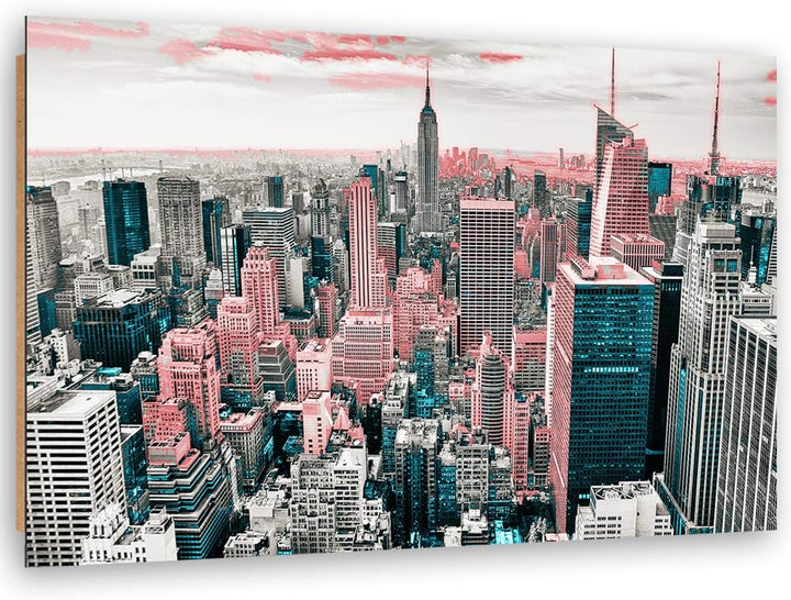 Wandbild Manhattan Modern Deko Kunst Bilder abstract Rosa 90x60 cm Deko Paneel 90x60 cm Rosa_a, Deko
