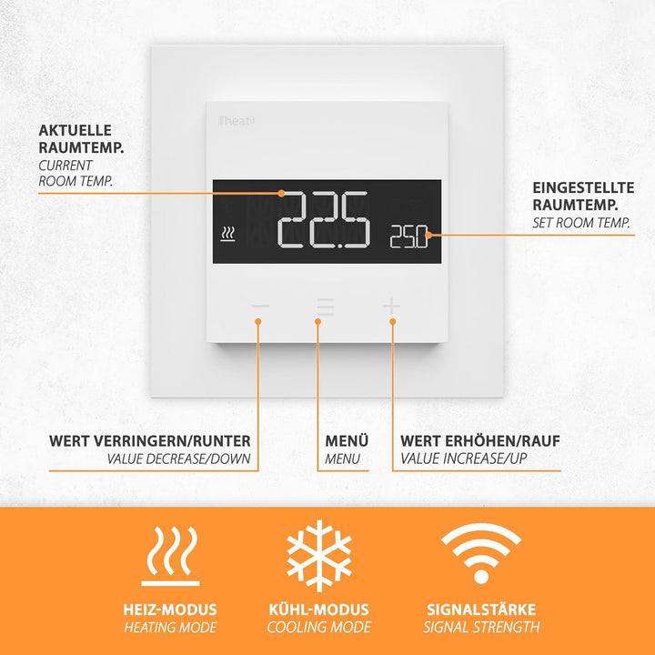 Heatit Z-TRM6 Z-Wave Plus Thermostat Raumregler mit EXT. Sensor für Fussbodenheizung elektrisch und