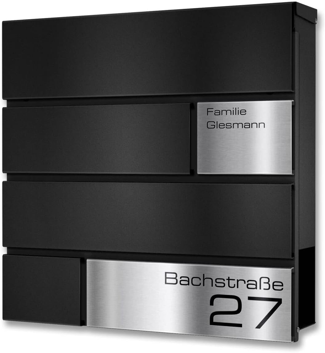 Metzler Briefkasten in schwarz Modell G - Pulverbeschichtung in RAL 9005 Feinstruktur Matt - Postkas