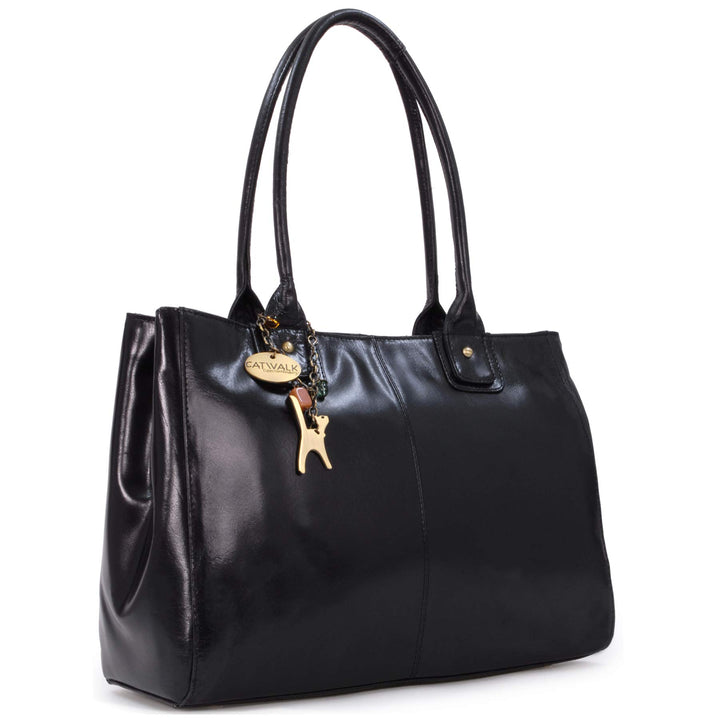 Catwalk Collection Handbags - Leder - Grosse Schultertragetasche/Umhängetasche/Shopper/Tote - KENSIN