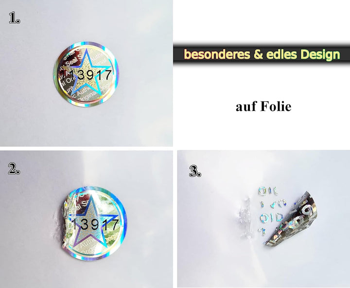 1320 Stk - 3D Hologramm-Siegel 20mm silber glänzend - Sicherheitssiegel, Qualitätssiegel, Garantiesi