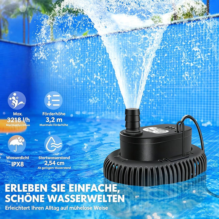 Tauchpumpe, Tauchpumpe Schmutzwasser Regenfasspumpe 75W, automatischer Wasserstands-Sensor, Entwässe