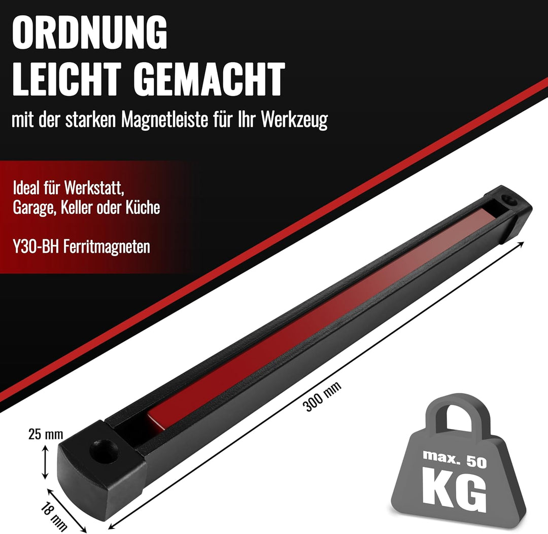 POPPSTAR Werkzeug-Magnetleiste (30cm) Magnet-Werkzeughalter für Werkstatt & Garage 300 mm x 25 mm x