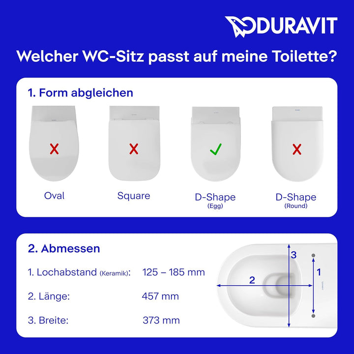 Duravit WC-Sitz Univavo, WC-Sitz D-shaped, Klobrille mit doppelter Absenkautomatik, Toilettendeckel