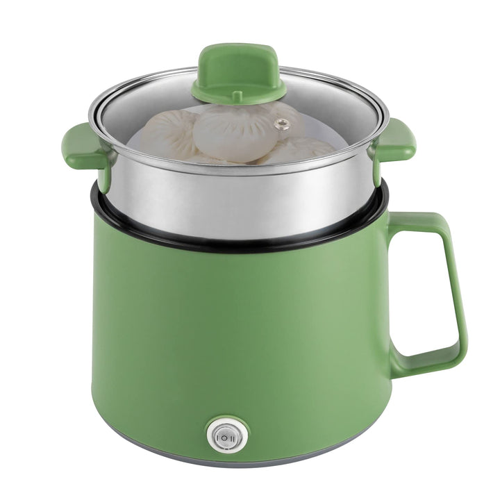 1.7L Elektrische Hot Pot mit Dampfgarer, 220V Mini Multikocher Tragbare Antihaft Topf mit Doppelter