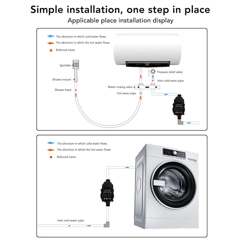 Wasserdruck-Booster-Pumpe, Rotes Kupfer, Dusch-Booster-Pumpe, IP56, DC24V, für Badezimmer (EU-Stecke